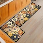 2pcs tapis de cuisine tapis de bain d�coration maison 40 x 60 cm + 40 x 120 cm antiderapant devant evier ...