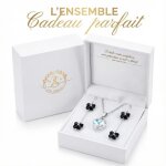 2splendid� boucles doreilles papillon cristal autrichien baign�es dans lor blanc + collier offert. bo�te ...