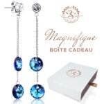 2splendid� boucles doreilles baign�es dor orn�es de cristaux autrichiens - id�al cadeau f�tes de fin ...