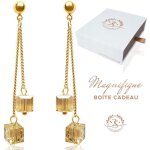 2splendid� boucles doreilles orn�es de cristaux autrichiens baign�es dans lor. bo�te cadeau offerte. ...