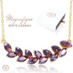 2splendid� magnifique collier femme avec cristal autrichien baign� dans lor. ecrin cadeau offert. cadeau ...