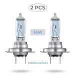 2x ampoules h7 avant phares et croisement - 55w homologu blanc 12v couleur 5500k - lampe ampoule halogne ...