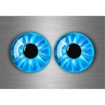 2x autocollant sticker voiture moto ?il yeux casque scooter quad monster bleu