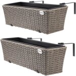 2x bac à fleurs en polyrotin couleur crème jardinière pour balcon pot de fleur avec fixation terrasse ... 2x bac à fleurs en polyrotin couleur crème jardinière pour balcon pot de fleur avec fixation terrasse ...