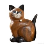 Ornement - non spcifi - sculpture chat en bois - 11 cm - dcoration intrieure - mixte