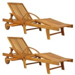 Casaria 2x chaise longue tami sun en bois dacacia transat avec roues pour extrieur jardin terrasse ...