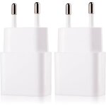 2x chargeur secteur - adaptateur usb universel mural (5v - 2a) - compatible avec apple iphone 13 12 pro ...