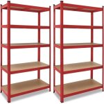 2x �tag�res charge lourde metallique 180x90x40 cm - rouge - charge max. 875kg