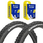 2x pneu vlo vtt michelin country cross 26 x 1. 95 (47 - 559) noir avec chambre  air c4 schrader airstop ...