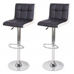 2x tabouret de bar hwc - g87 chaise bar / comptoir r�glable en hauteur - similicuir noir - blanc pied ...