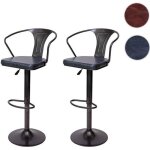 2x tabouret de bar hwc - h10b industriel vintage noir gris