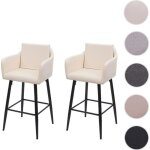 2x tabouret de bar hwc - h93 tabouret de comptoir repose - pieds mtal ~ similicuir crme - beige