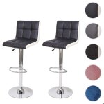 2x tabouret de bar mcw - g87 similicuir noir blanc pied chrom�