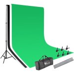 2x3 m�tres syst�me support d�cors avec toile de fond de 16 x 3 m�tres (blanc / noir / vert) et pince ...