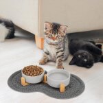 2x400ml gamelles pour chat en cramique avec support et tapis antidrapant bol en cramique anti vomissement ...
