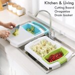 3 - en - 1 �vier t�lescopique multifonction drain m�nage coupe planche � d�couper fruits et l�gumes - ...