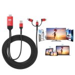 Cble hdmi 3 en 1 - adaptateur - rversible type - c / micro usb - 2m - compatible iphone / android - ...