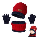 3 en 1 hiver chapeau charpe gants ensemble enfants chaud pais tricot cap avec doublure en molleton ...