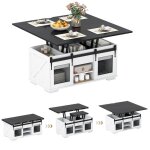 3 en 1 table basse avec plateau relevable costway 2 portes �tag�res ouvertes rangement cach� table convertible ...