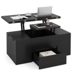 3 en 1 table basse avec plateau relevable costway 4 tabourets de rangement pour 4 � 8 personnes compartiment ...