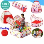 3 en 1 tente de jeu enfant - - tente  balles avec tunnel pour enfants - - rouge hb047