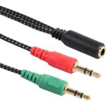 35 mm y splitter 2 jack mle  1 femelle casque micro cble adaptateur audio * w381