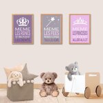 3 affiches enfant citations avec princesse f�e reine d�coration chambre de petite fille