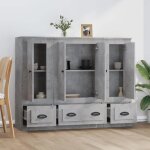 En soldes - lot de 3 buffets de salon bahut vaisselier gris b�ton - bois ding�nierie 8 2021922