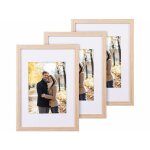 3 cadres photo a4 en bois et verre acrylique - aspect ch�ne clair
