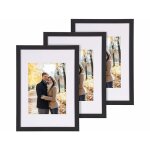 3 cadres photo a4 en bois et verre acrylique - coloris noir