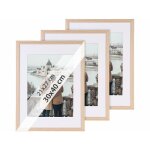 3 cadres photo en bois 30 x 40 cm avec verre acrylique - aspect ch�ne clair
