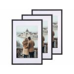 3 cadres photo en bois 40 x 60 cm avec verre acrylique - coloris noir