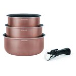 3 casseroles + poign�e amovible - aluminium - rose dor� - � : 16 / 18 / 20 cm - tous feux dont induction ...