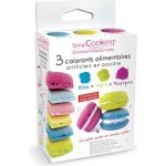 3 colorants alimentaires - bleu vert pourpre