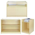 Comptoirs de vente - mdf - a1200 b1200 tb60 - 2 vitrines - meuble de caisse - couleur erable Comptoirs de vente - mdf - a1200 b1200 tb60 - 2 vitrines - meuble de caisse - couleur erable