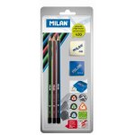 Crayons graphite - milan - hb / b / 2b - taille - crayon afila - gomme blanche - set de 5 pices