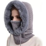 3 in1 bonnet femme hiver - masque - xjydncg - multifonction - chaud coupe - vent - gris