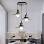 3 lampes suspension luminaire cuisine count e27 disque industrielle lustre abat - jour mtal noir pour ...