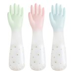 3 paires gants de m�nage avec doublure en coton gants de vaisselle en pvc caoutchouc pour laver la vaisselle ...