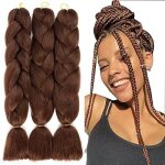 3 pcs 60cm tressage extensions de cheveux tressés jumbo braiding synthétique tresses - marron 3 pcs 60cm tressage extensions de cheveux tressés jumbo braiding synthétique tresses - marron