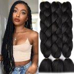 3 pcs 60cm tressage extensions de cheveux tressés jumbo braiding synthétique tresses - noir 3 pcs 60cm tressage extensions de cheveux tressés jumbo braiding synthétique tresses - noir