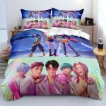 3 pcs housse de couette motif idole pop set literie enfant (1 housse de couette 150x200 cm + 2 taies ...