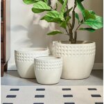 3 pcs pots de fleurs blancs en c�ramique pour plantes dint�rieur et dext�rieurpour jardin maison rebord ...