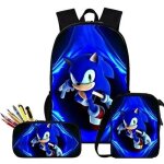 Sac � dos - sonic - sonic 3d impression - 3 pcs - sacoche et trousse � crayons - enfant