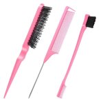 3 pi�ces brosse cheveux brosse plaquante cheveux peigne � double tranchant brosse baby hair peigne cheveux ...