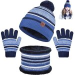 Ensemble bonnet charpe et gants - mixte - tricot acrylique - doublure polaire - hiver - 2 - 7 ans