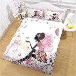 3 pi�ces housse de couette 200x200cm microfibre fille papillon b�b� enfant parure de lit 1 personnes ...