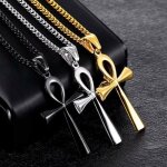 3 pices - pendentif amulette crucifix gyptien collier en acier inoxydable symbole de la vie croix bijou ...