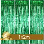 Rideaux  franges - aluminium - vert - 3 pices - 1x2m - dcoration intrieure