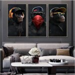 3 pices tableau singe sages singes pop art toile moderne cool animal toile art pour salon dcoration ...